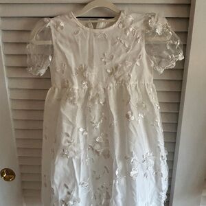 New White Floral Embroidered Dress